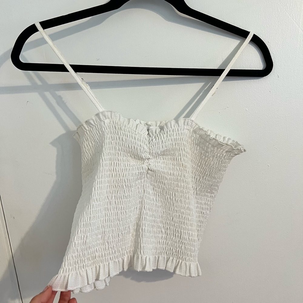 White Smocked crop top